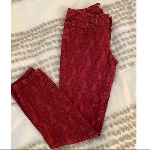 Free People Red Embroidered Pants